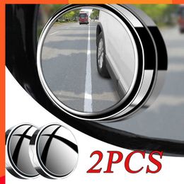 Upgrade 2pcs convex mounted auxiliary rear-view mirror 360 degree rotation wide-angle round frame blind spot rear-view mirror