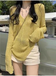 Women's T Shirts Women Fashion Knit Long Sleeve Crop Top Solid Colour Loose Urban Casual T-Shirt Clothes