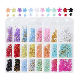 Nail Glitter 24 Bags Set 3D Acrylic Flower Charms Mixed Gold Silver Steel Beads Parts Supplies For Professionals Kawaii Accessories 230704