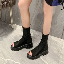 Boots PXELENA Peep Toe Women Punk Rock Gothic Gladiator Sandals Chunky Block Heels Platform Summer Spring Boots Rivet Shoes Large Size 230703