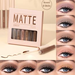 Eye ShadowLiner Kombination Lågmättnad matt flytande ögonskugga Sammet Contouring Shadow Pigment Ögonkind Dubbel användning Långvarig professionell makeup 230703