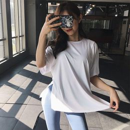 Active Shirts Sports Blouse Women Breathable Mesh Stitching Short-sleeved T-shirt Loose Yoga Clothes Running Sweat-absorbing Quick-drying