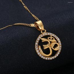 Pendant Necklaces Gold Color OHM Hindu Buddhist AUM OM Necklace Hinduism Yoga India Outdoor Sport Chain Jewelry