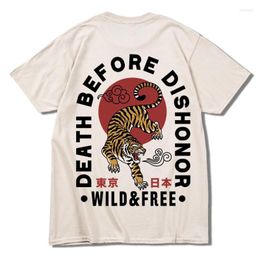 Camiseta Masculina 2023 Japão Tokyo Harajuku Camiseta Oversized HipHop Streetwear Anime Tiger Print Camisa Masculina Camiseta Japonesa Summer Tops Algodão