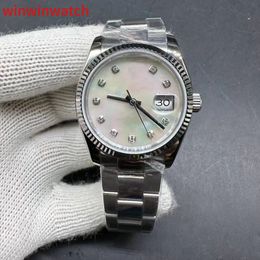 Brand AAA+ 8215 movement steel case white pearl dial fluted bezel