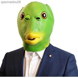 Halloween Funny Cosplay Costume Mask Unisex Adult Carnival Party Green Fish Head Mask Headdress Suitable For Fancy Dress Party L230704