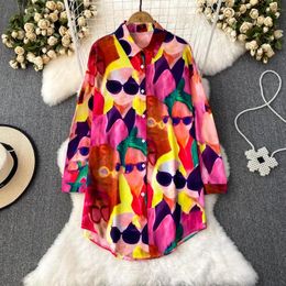 Women's Blouses VANOVICH Spring And Summer 2023 European American Fashion Long Sleeve Print Loose Single-breasted Casual Shirt