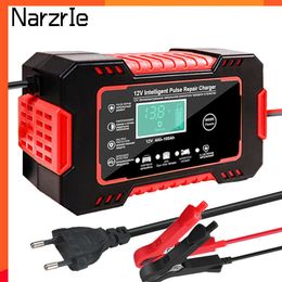 New Car Battery 12V Pulse Repair LCD Display Smart Fast Charge AGM Deep cycle GEL Lead-Acid Charger For Auto Motorcycle