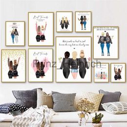 Wallpapers Custom Name Canvas Print Best Friends Wall Art Poster Nordic Canvas Painting Best Friend Love Friendship Picture Room Home Decor J230704