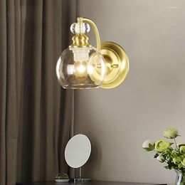 Wall Lamps Simple Round Glass Lamp Light Luxury Copper Living Room Background Tunnel Personality Mirror Headlights