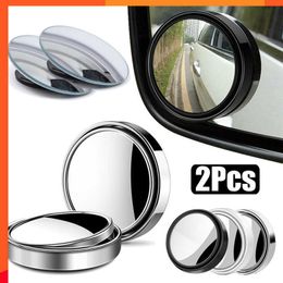 New 2Pcs Round Frame Convex Blind Spot Mirror Safety Driving Wide-angle 360 Degree Adjustable Clear Rearview Mirror Car Accessories