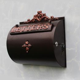 Curtains European Style Cylinder Iron Wall Mounted Mailbox Garden Decor Antique Copper Mailbox Outdoor Magazine Newspaper Storage Box