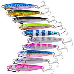 Baits Lures 10 Pcs Set Metal Hard Jig Lure Luminous Artificial Bait Shore Slow Jigging Super Bass Fishing Tackle 24g 30g 40g 60g 230704