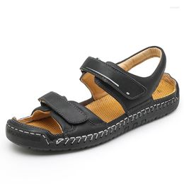 Sandals Men's Summer Big Size 48 Leather Beach Shoes Casual Fashion Slippers Rubber Mens