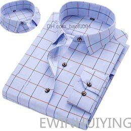 Men's Casual Shirts Fashion Men's Long-sleeve Shirts Young Korean Slim Business Casual All-match Plaid Square Collar 230706