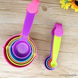 Measuring Tools 5pcs Plastic Multicolor Measuring Spoons Colorful Sugar Cake Patisserie Baking Tools Portable Kitchen Gadgets Cook Accessories R230704