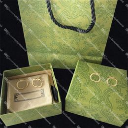 Luxury Gold Stud Earrings Designer For Women Hoop Earrings Stud Interlocking Alphabet Eardrop with Gift Box