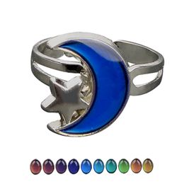 JUCHAO Mood Rings for Women Star Moon Ring Temperature Control Colour Change Ring Girl Jewellery