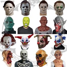 Michael Myers Horror Mask Halloween Party Scary Zombie Clown Head Cover Cosplay Full Head Latex Masks Halloween Party Props L230704