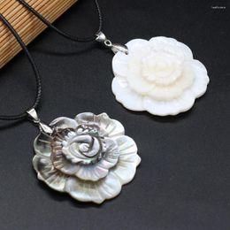 Pendant Necklaces 4PCS Wholesale Price Natural Shell Alloy Flower Shape Necklace For Jewelry Making DIY Accessories Charms Gift