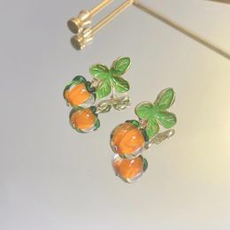 Dangle Earrings Kawaii Persimmon Pendant Earring Woman Party Cute Orange Stud For Women Fashion Sweet Girl Accesorios Lady Jewellery