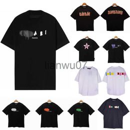 Mens TShirts Summer mens designer t shirt clothes palms designers shirts women t shirts Fashion spray paint graffiti couple short sleeves graphic tee loo J230704