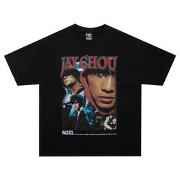 Vtg Printed High Street Jay Chou Short Sleeve Hip Hop Street Loose Couple T-shirt Fashion