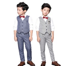 Suits Flower Boys Clothing Set School Kids Wedding Formal Dress Vest Pants 2Pcs Suit Children Birtdahy Prom Ceremony CostumeHKD230704