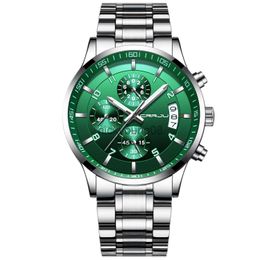 Wristwatches Fashion Mens CRRJU Luxury Stainless Steel Quartz for Men Business Chronograph Waterproof es relogio masculino 0703