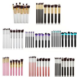 Kabuki Makeup Brushes 10pcs Professional Cosmetic Brush Kit Nylon Hair Wood Handle Eyeshadow Foundation Tools Free Shipping ZA2026 Nqnfj