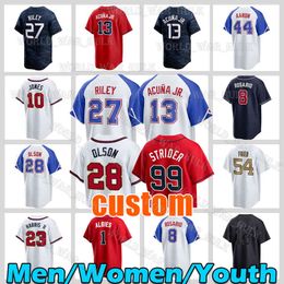 2023 Custom City Connect Baseball Jersey 13 Ronald Acuna Jr. Austin Riley Braves Matt Olson All-Star Michael Harris II Spencer Strider 1 Ozzie Albies Max Fried