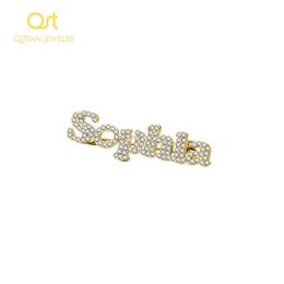 Pins Brooches Fashion Custom name Iced Out brooch luxury highquality stainless steel broochs for women zircon mosaic pin 230704