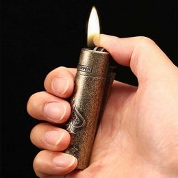 Brand New Mahogany A Metal Flashlight Tube Lighter Flint Grinding Disc Refillable Gas Lighter Men's Lighter Father Gift 1CDYNo Gas