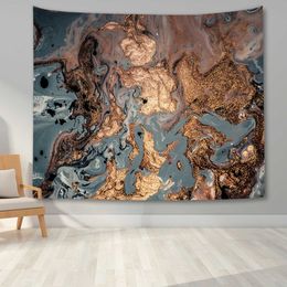 Tapestries 3D Marble Texture Tapestry Green Golden Marbling Tapestries Modern Art Wall Blanket Cloth Living Room Bedroom Decor Wall Hanging