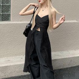 Women's Tanks Sexy Y2k Tops Bare Midriff Solid Color Summer Tank Top Casual Streetwear Vintage Long Vest