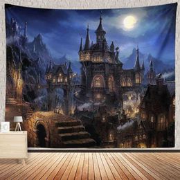 Tapestries Castle Tapestry Tree and River In Fantasy Forest Wall Hanging Fairy Tale Tapestries for Kids Bedroom Living Room Dorm Wall Decor