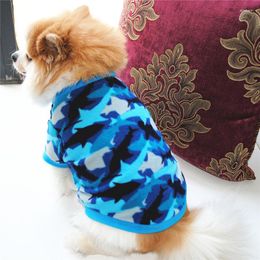 Dog Apparel Camouflage Print Fleece Pet Clothes For Small Medium Dogs Warm Puppy Chihuahua Cat Vest Short Sleeve Shirt Hoodie Costume Coat