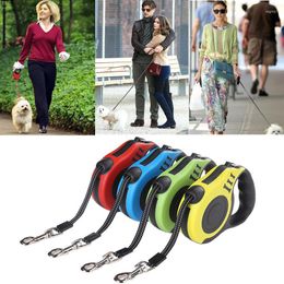 Dog Collars 3/5M Durable Leash Automatic Retractable Lead Rope Nylon Extending Walking Running Roulette Adjustable Pet Supplies