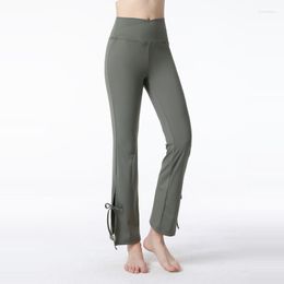 Active Pants Antibom Nude Yoga Sports Fitness Trousers Women's Cross High Waist Hip Bell Bottom Running Quick-drying Dance