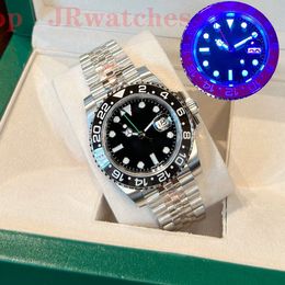 Top N+ Factory Luxury Men s GMT Sports Watch Dual Time Zone 3186 Automatic Mechanical Coke Ring Sprite Ring Watch Diving Fashion Watch Box Ceramic Glow Colour Change