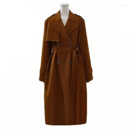 Women's Trench Coats Autumn Brand Women Caramel Coat Long Windbreaker Lady Fashion Trend Double-Breasted Slim Female