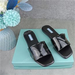 with Box Clearance Sale 9.9USD Women Summer Slippers Sandals Slides Shoes Ladies Flip Flops Leather Flats P Triangle Mark Zu