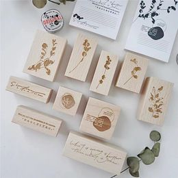 Stamps Vinage The Song of Leaves Wooden Rubber Stamp for DIY Scrapbooking Po Album Card Making 230704