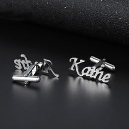 Pins Brooches Personalised Customise Men's Name Cufflinks High Quality Wedding Jewellery Groom Man Friend Shirt 230704