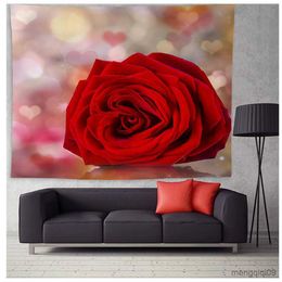 Tapestries Red Rose Tapestry Romantic Flowers Tapestries Valentine's Day Room Decor Wall Covering Floral Mother's Day Background Wall Cloth R230704