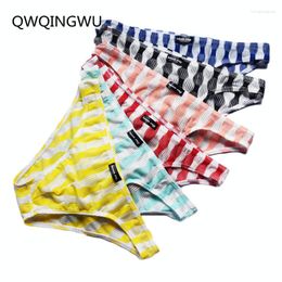 Underpants 6PCS/Lot Sexy Men Underwear Striped Mesh Briefs Sheath Men's Pouch Penis Transparent Bikini Mens Summer