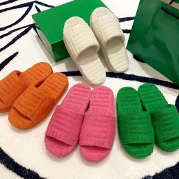 With Box 2024 Slippers Sandals Women Designer Slides Fabric Rubber Fur Cotton Outsole Grass Green Thick Bottom Slipper Wedge Fluffy Resor EN 4720 2385