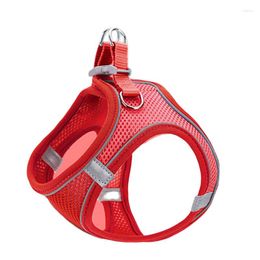 Dog Collars Nylon Mesh Cat Harnesses Vest Breathable Reflective Puppy Chest Strap Leash Set Walking Lead For Medium Large Dogs