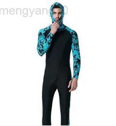Wetsuits Drysuits SBART Adults Long Sleeve Hooded Floral Diving Suit Full Body Swimwear Lycra Surf Wetsuits Snokling Surfing Beach Bathing Suit HKD230704