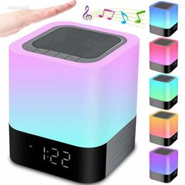 Color Changing Bluetooth Speaker Night Lights Digital Alarm Clock Touch Sensor Bedside Lamp MP3 Player Gift for Girls Boys HKD230704